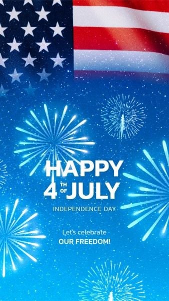 Deep Blue Starry Sky Happy 4th Of July Instagram Story
