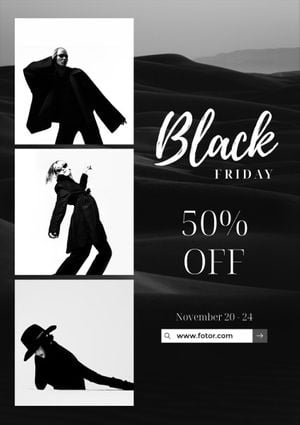 sale, promotion, discount, Black And White Modern Black Friday Photo Collage Poster Template