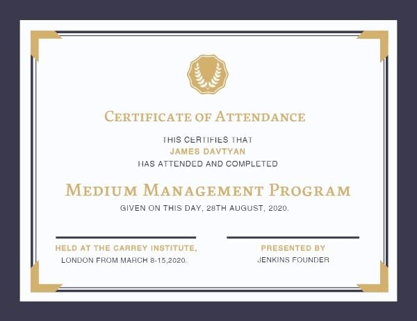 office, prize, award, Official Attendance Certificate Template
