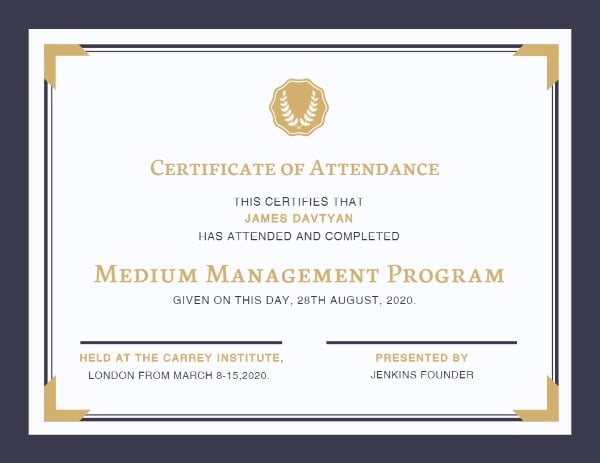 Certificate of Attendance Certificate