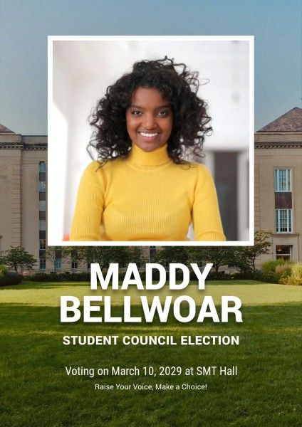 vote, democracy, competition, Green Modern Student Council Election Campaign Poster Template