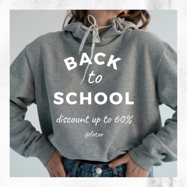 promotion, discount, clothing store, Gray Simple Modern Back To School Clothes Sale Instagram Post Template