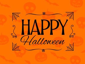 festival, vector, skull, Orange Happy Halloween Wish Card Template