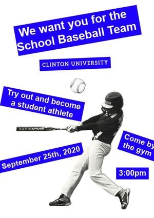 sport, teen, fitness, Baseball Game Tryout Poster Template