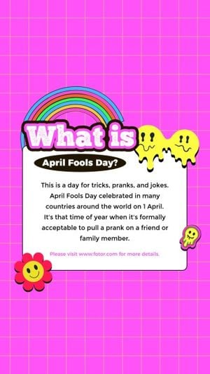 event, celebration, festival, Magenta Groovy Illustrated April Fools' Day  Instagram Story Template