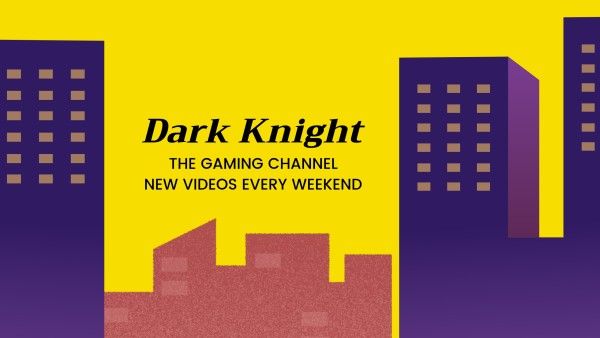 youtube end screen, end cards, end screen, Purple And Yellow Dark Knight Game Youtube Channel Art Template