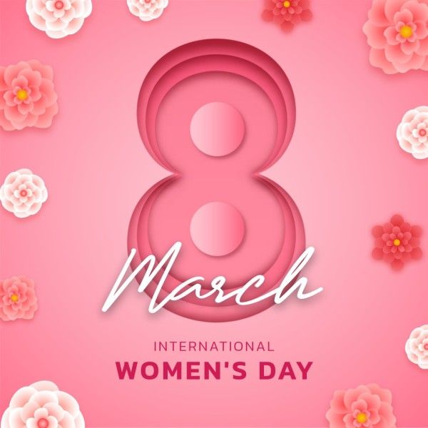 greeting, celebration, flowers, Pink Floral March 8th International Women's Day Instagram Post Template