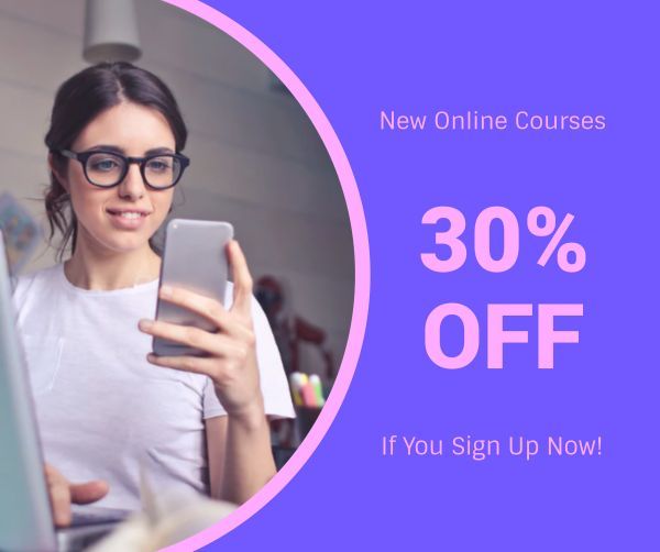 Purple New Online Courses Facebook Post Facebook Post