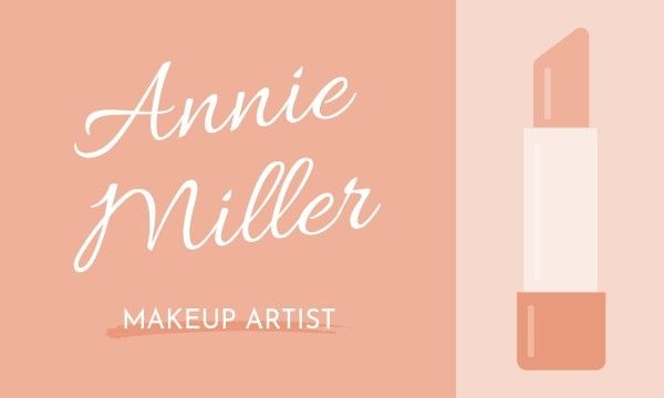 beauty, make up, cosmetics, Soft Orange Illustration Makeup Artist Business Card Template