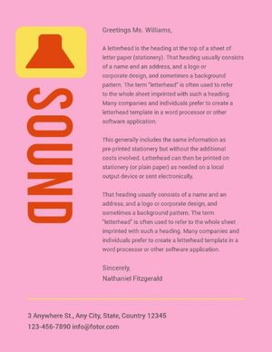 advertisement, business, promotion, Pink Sound Greeting Letter Letterhead Template