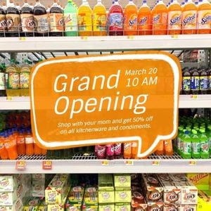 business, store, shop, Orange Market Grand Opening Sale Instagram Post Template