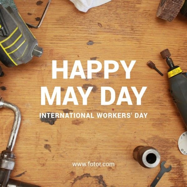 greeting, celebration, celebrate, Brown Photo Happy International Workers' Day Instagram Post Template