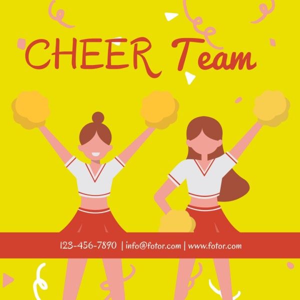 cheer team, nitification, school, Yellow Cheerleader Team Club Instagram Post Template