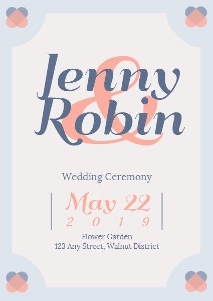 marry, marriage, love, Pink And Blue Wedding Ceremony Program Invitation Template