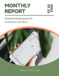 绿色和简单的 Facebook 营销服务月度报告 报告