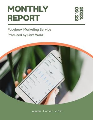 business, company, firm, Green And Simple Facebook Marketing Service Monthly Report Template
