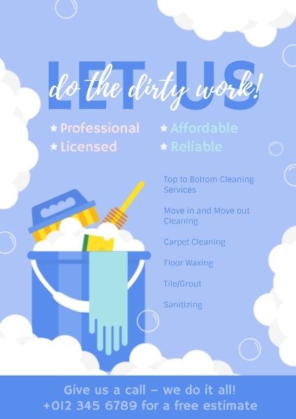 clean service, dirty work, chore, Cleaning Company Poster Template