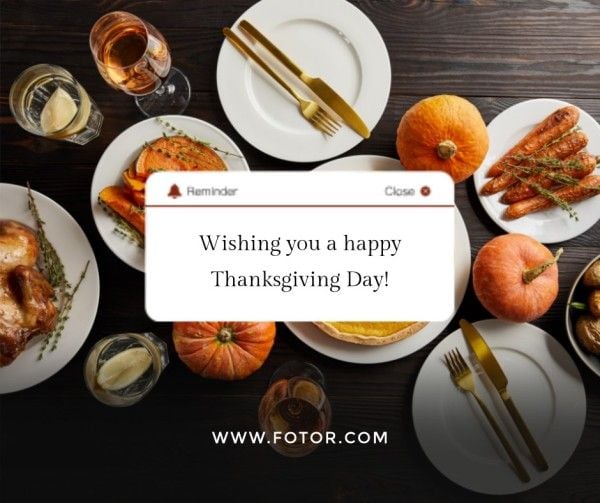 holiday, celebration, greeting, Black Modern Thanksgiving Day Reminder Facebook Post Template