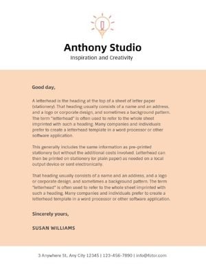 White And Pink Creative Studio Letterhead