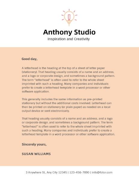business, office, company, White And Pink Creative Studio Letterhead Template