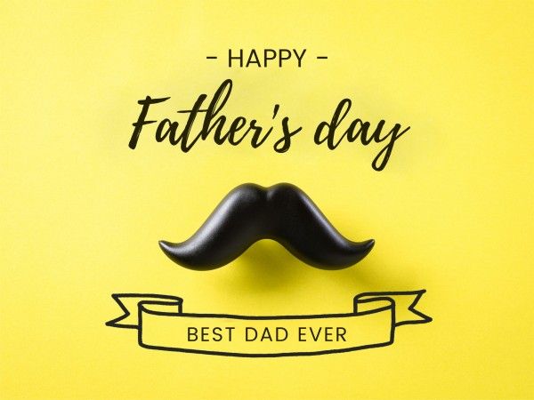 dad, greeting, wish, Yellow And Black Beard Happy Father's Day Card Template