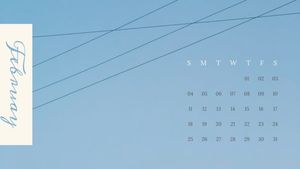 wires, daily, desk, Blue February Calendar Template