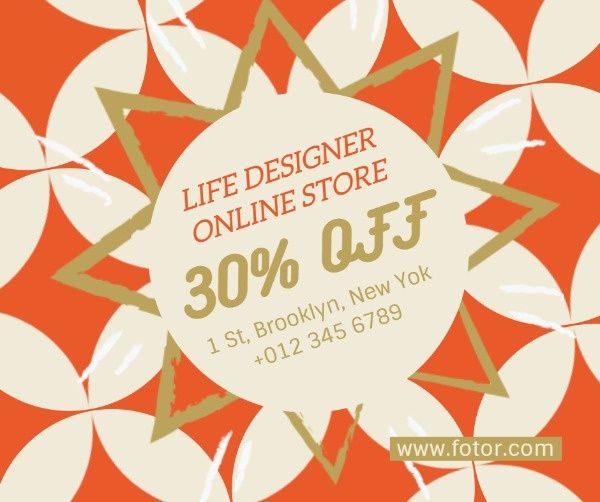 discount, promotion, retail, Cool Life Designer Online Store Sales Facebook Post Template