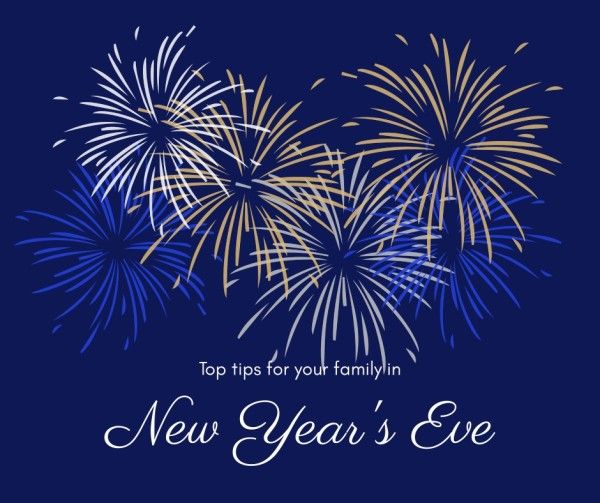 family, social media, celebration, Blue New Year Firework Facebook Post Template