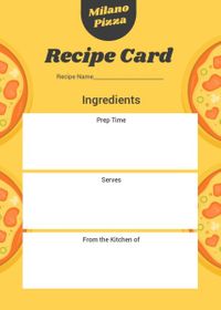milano, pizza, designer, Simple Orange Food Recipe Card Template
