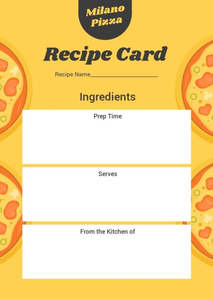 Simple Orange Food Recipe Card Recipe Card