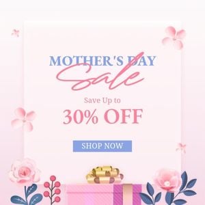 Blue Pink 3d Illustration Mother's Day Sale Instagram Post Template and ...