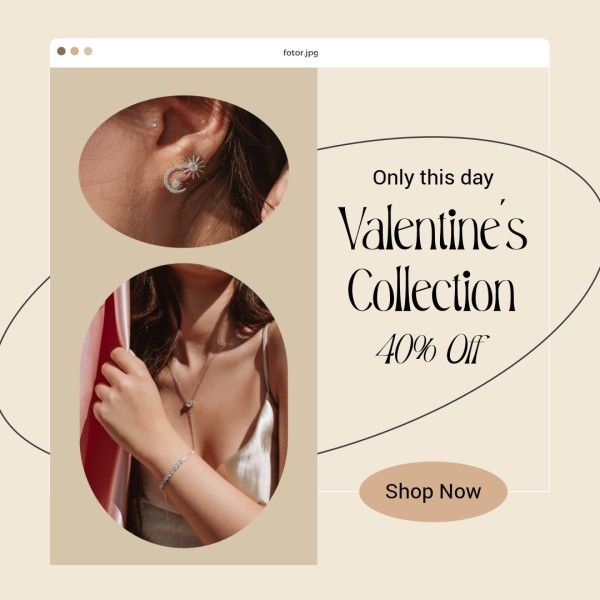 valentines day, love, life, Beige Jewelry Valentine's Day Sale Promotion Instagram Post Template