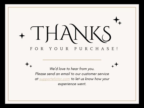 Thanks For  Purchasing Card
