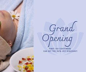 flyer, sale, marketing, Blue Simple Spa Store Opening Facebook Post Template