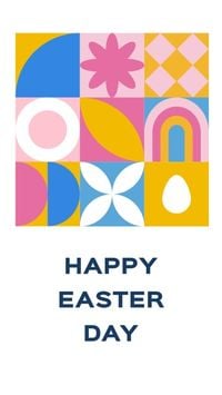 greeting, celebration, celebrate, Colorful Geometric Happy Easter Day Instagram Story Template