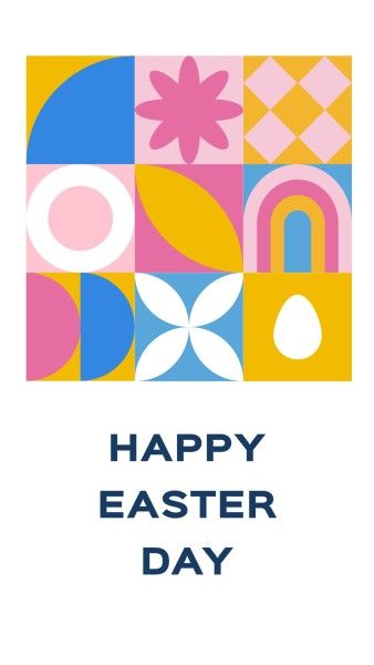 greeting, celebration, celebrate, Colorful Geometric Happy Easter Day Instagram Story Template