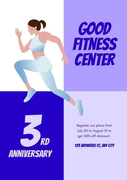 workout, discount, gym, Cool Fitness Anniversary Poster Template