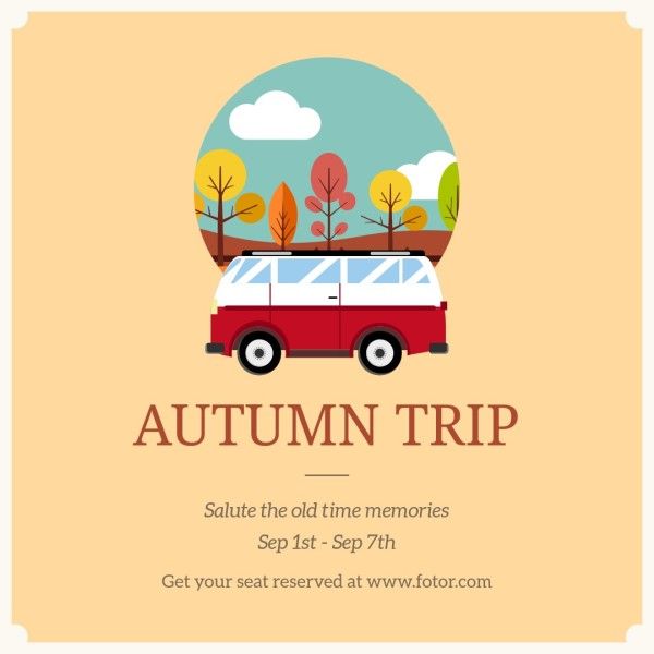 fall, season, journey, Light Yellow Autumn Trip Instagram Post Template