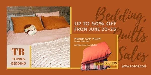 house, homeware, promtion, Orange Bedding And Living Stuff Sale Twitter Post Template