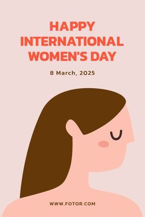 march 8, greeting, celebration, International Women's Day Pinterest Post Template