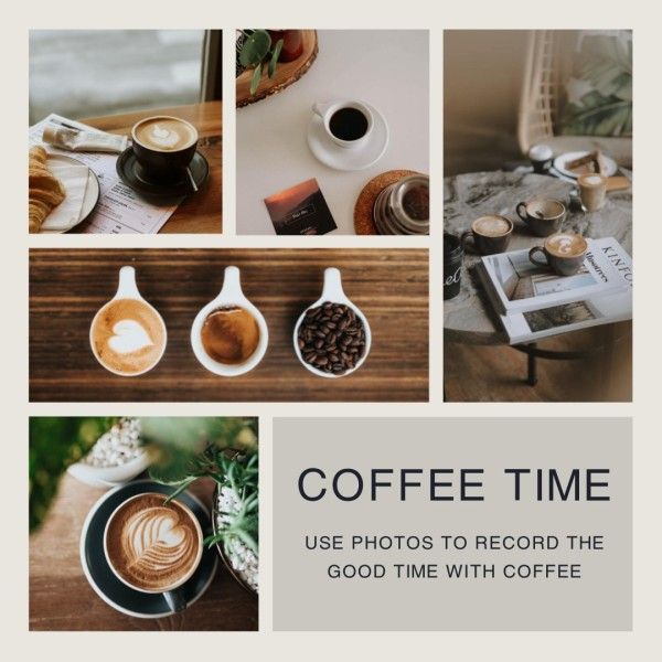 cafe, relax, relax time, White Coffee Time Photo Record  Instagram Post Template