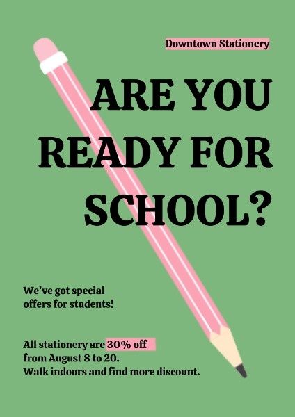 back to school, sale, store, Pink Pencil Poster Template