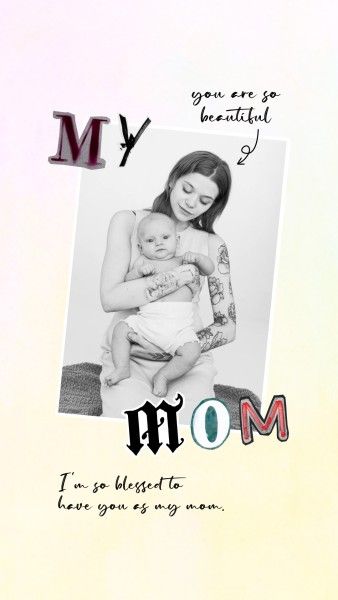 mothers day, mother day, greeting, Pastel Yellow Gradient Mother's Day Instagram Story Template