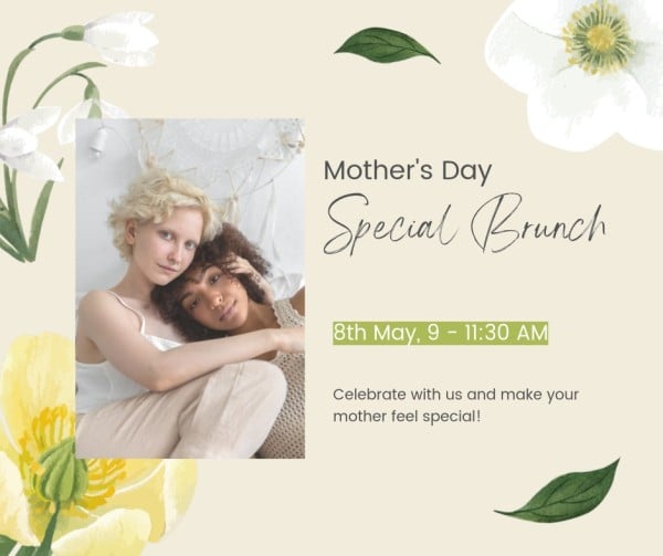 Light Green Illustrated Floral Mother's Day Brunch