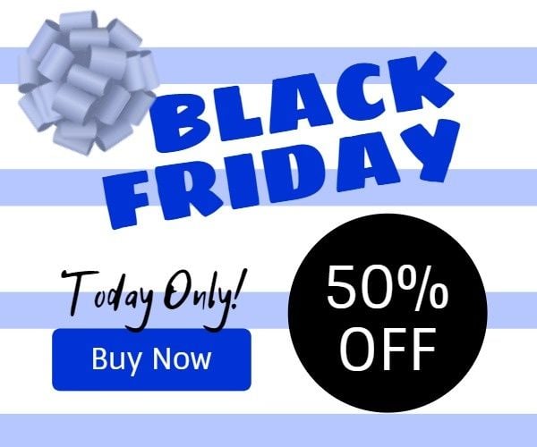 ribbon, sale, cyber monday, Blue Black Friday Discount  Medium Rectangle Template