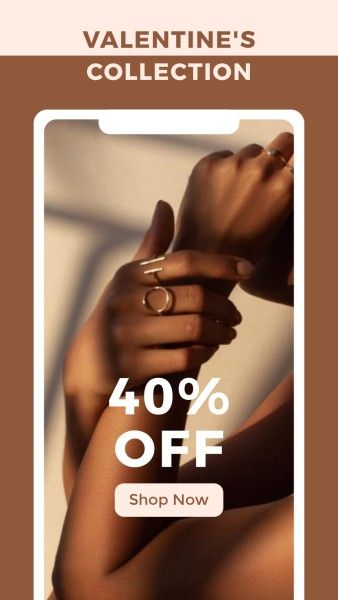 valentines day, love, jewelry, Brown Fashion Valentine's Day Sale Promotion Instagram Story Template