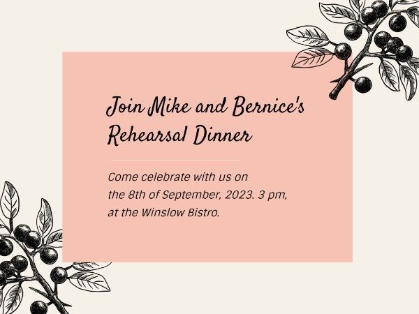 ceremony, engagement, proposal, Pink Rehearsal Dinner Card Template