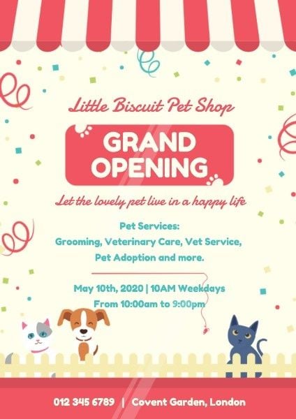 pet shops, opening publicity, opening celebrations, Pet Store Opening Promotion Poster Template
