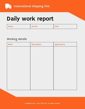 橙色现代日常工作报告 工作日报