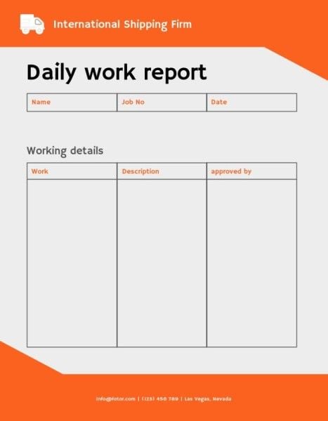 Orange Modern Daily Work Report Daily Report